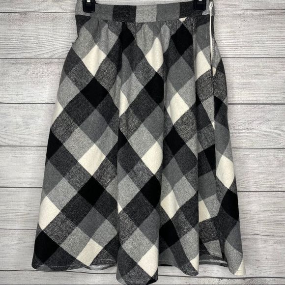Dresses & Skirts - ModCloth Black White Checkered MIDI Skirt Wool
